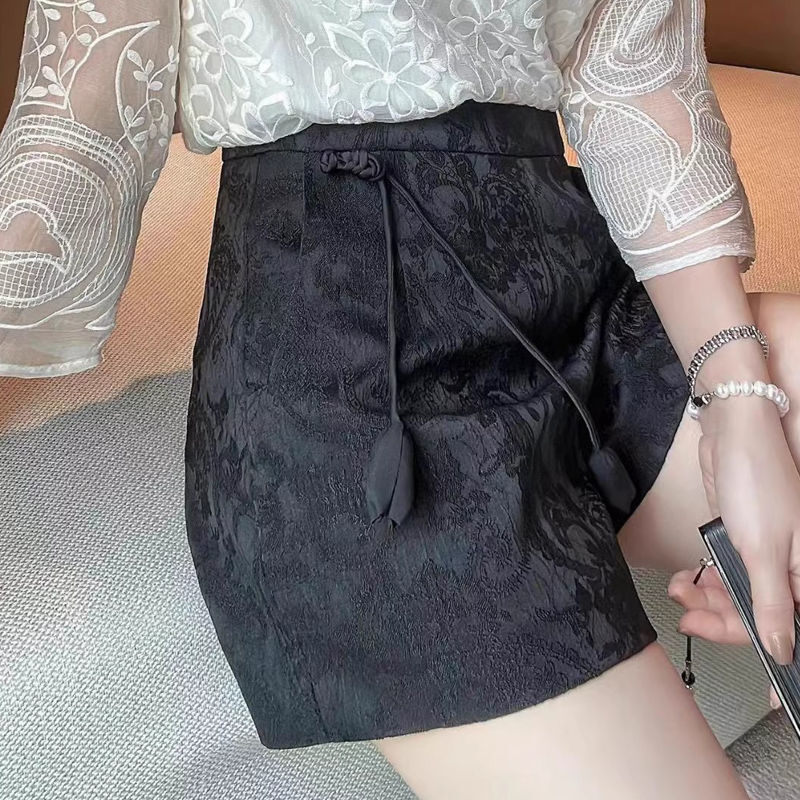 2024 New Summer Retro Art Chinese Style High Waist Jacquard Lace Loose Casual Fashion Versatile New Chinese Shorts for Women