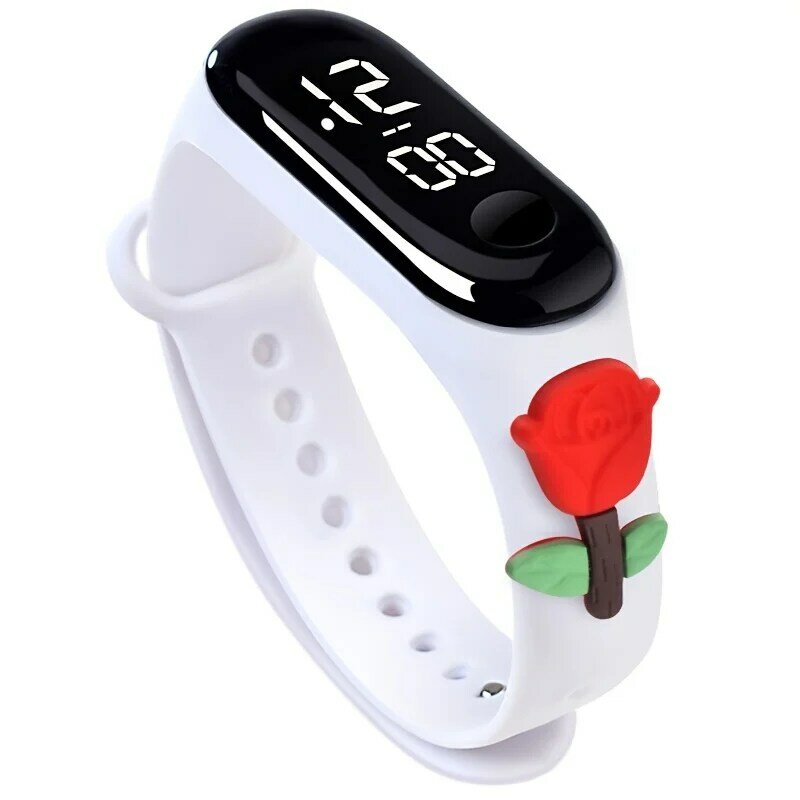 1 szt. Cartoon Decor cyfrowy zegarek wyświetlacz LED wodoodporny elektroniczny zegarek na rękę z silikonowym paskiem do zegarków