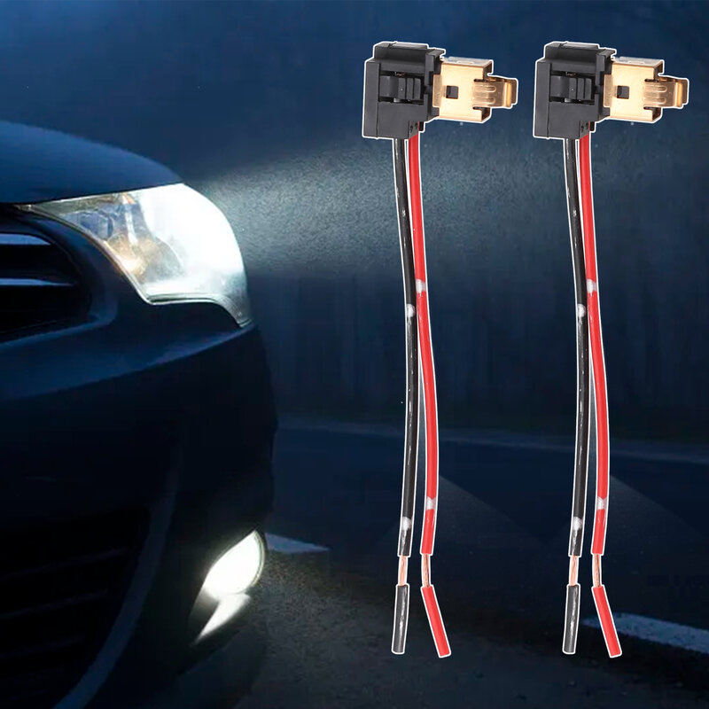 2pcs H1 H3 Car Light Socket Extension Wiring Harness Connector Auto Headlight Adapters Copper Core Double Wire Bakelite Plug