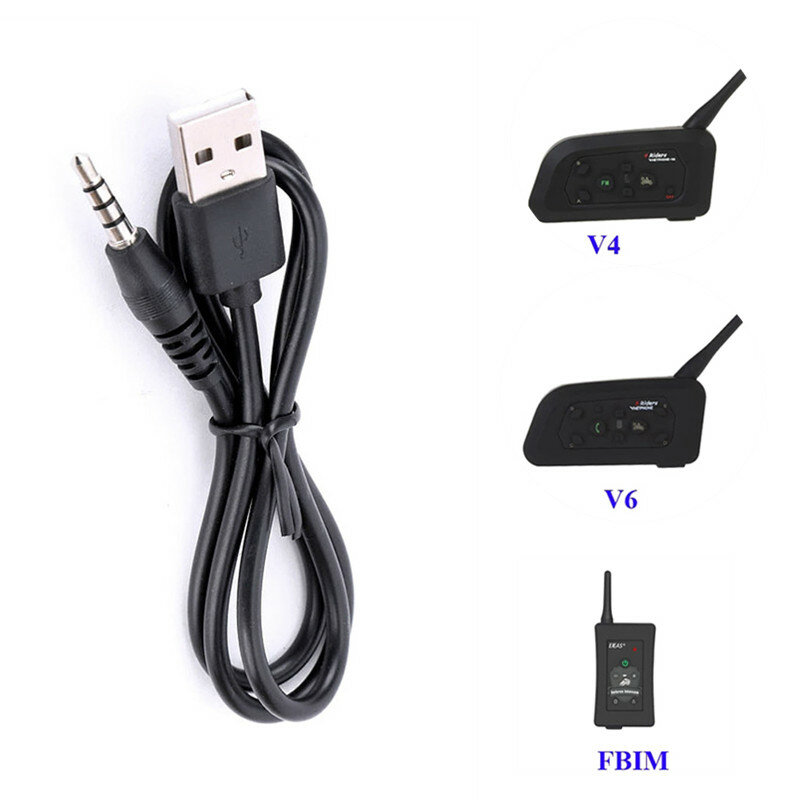 100CM Helmet Intercom Headset USB Charging Cable For Vnetphone V6 V4 V4C V6C V6 Pro Motorcycle Helmet Intercom Accessories