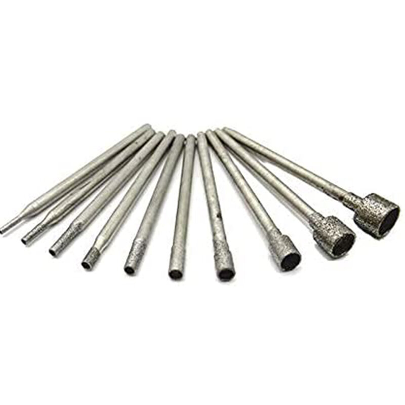 Diamond Burr Core Bits, Grinding Head, 0.8-5mm, Shank Rotary Tool, Acessórios para moedores elétricos, 2.35mm, 10 Pcs