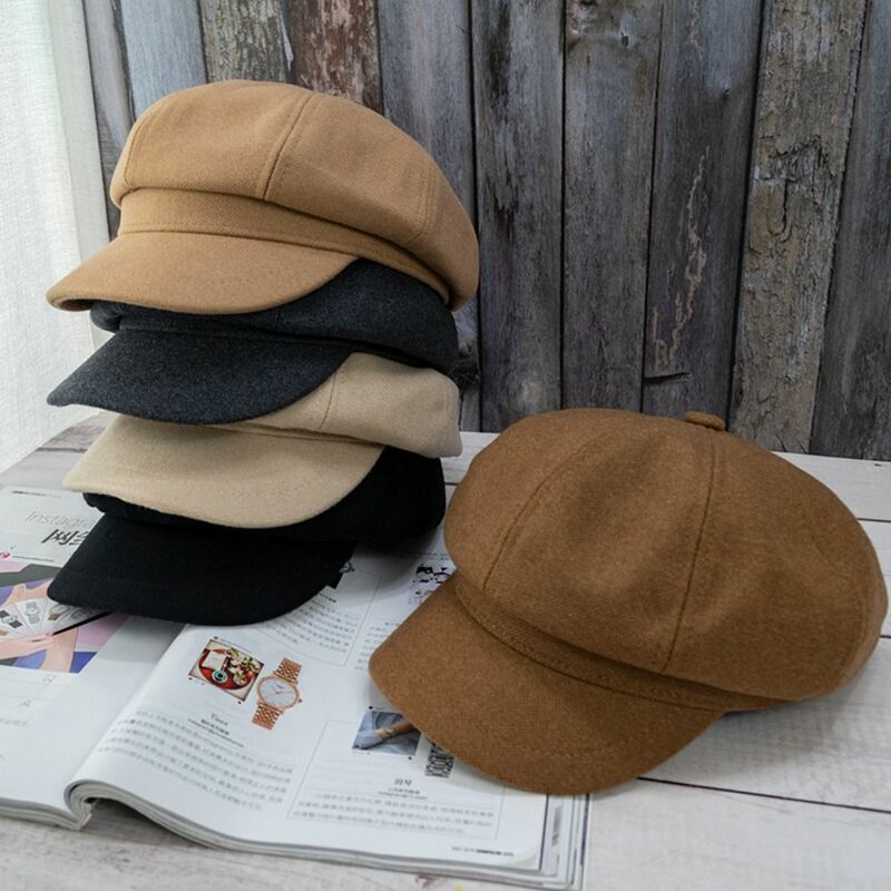 Trip Warm Octagon Hat New Peaked Cap Hat Clothing Accessories Short Brim Round Hats Women Beret Hat Solid Berets