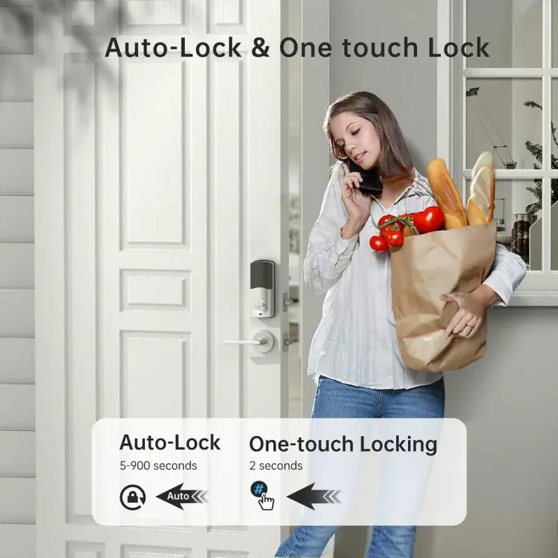 Smart Digital Fingerprint Door Lock, Deadbolt eletrônico com teclado, Bluetooth, Keyless Entry, App C