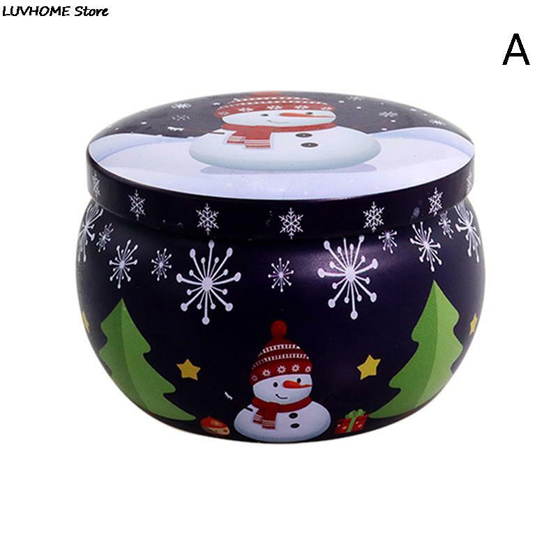 Mini świąteczna blacha okrągła puszka na cukierki puszka na cukierki na prezent, dając świąteczne pachnące blaszane słoiki okrągła świeca pojemnik