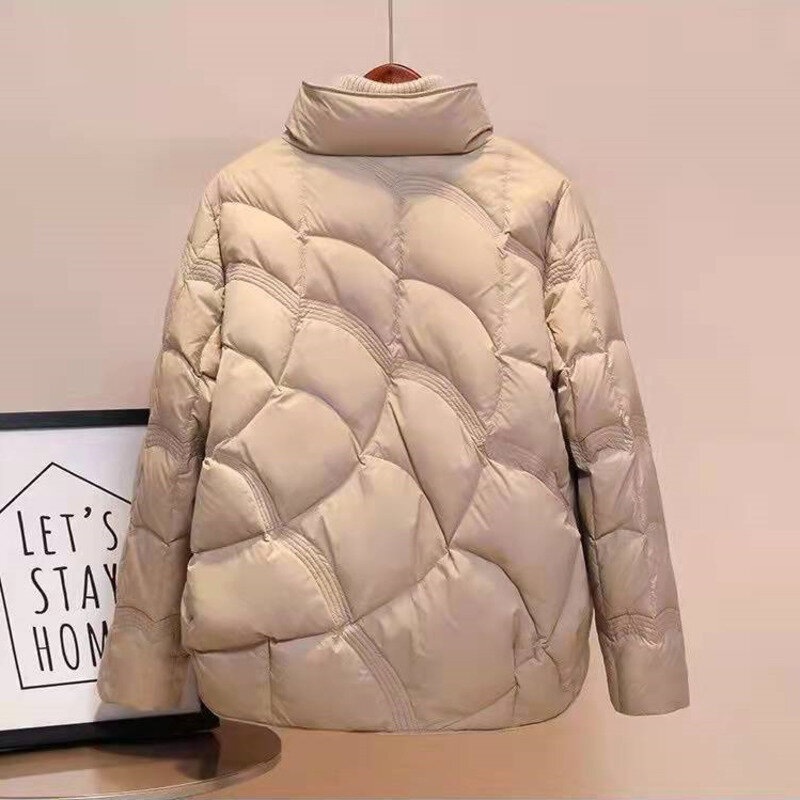 Manteau en duvet de coton léger pour femme, parkas d'automne et d'hiver, veste décontractée, court, chaud, haut basique pour femme, nouveau, 2024