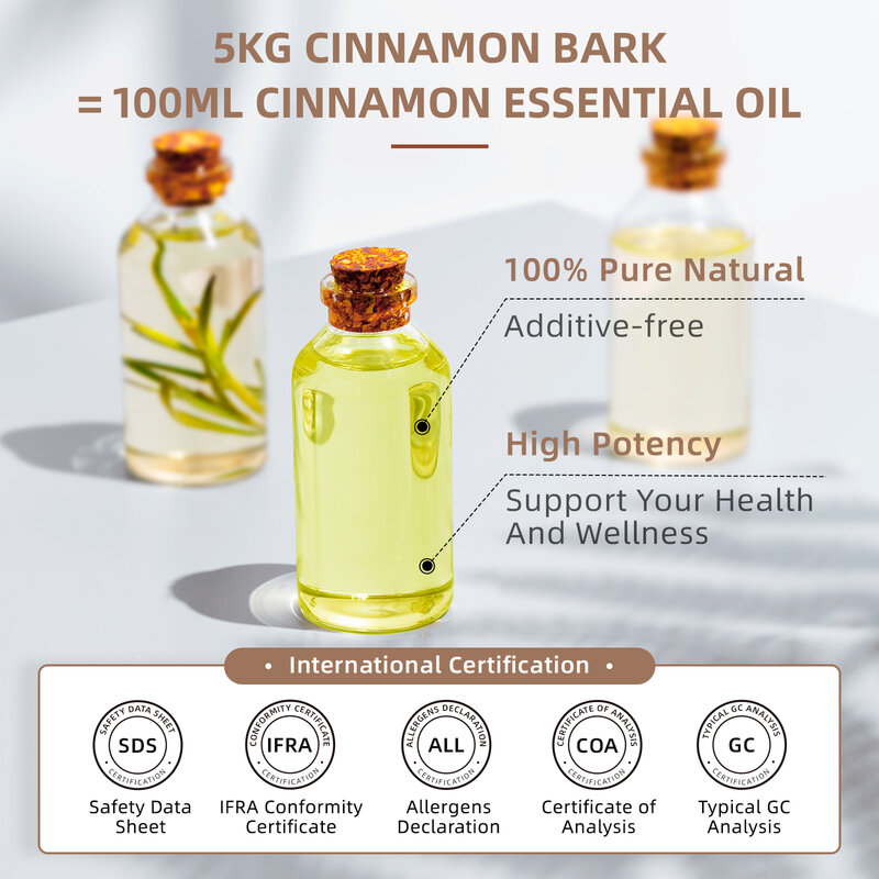 HIQILI-aceites esenciales de corteza de canela, 100ML, natural puro para aromaterapia, difusor, humidificador, masaje, alivia el estrés