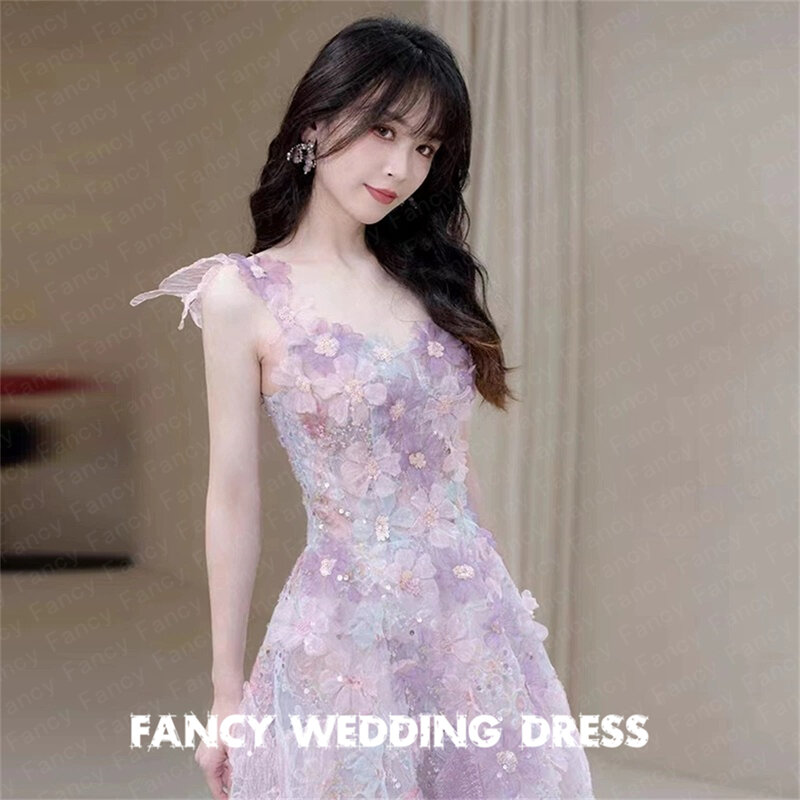 Fantasia Fada-A Linha Vestido de Noiva, Custom Made, colorido, Praça Neck, vestido de casamento sem mangas, Pavimento, Coreia