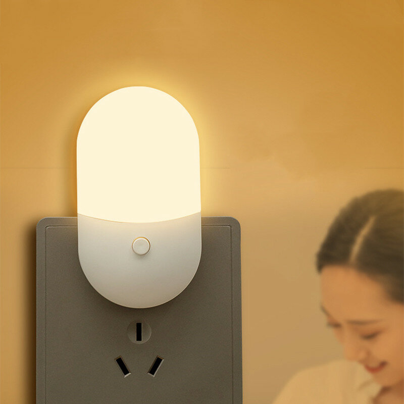 Mini interruptor de luz nocturna Led enchufable, lámpara de luz nocturna de protección ocular, uso para mesita de noche, alimentación de bebé, sala de estar
