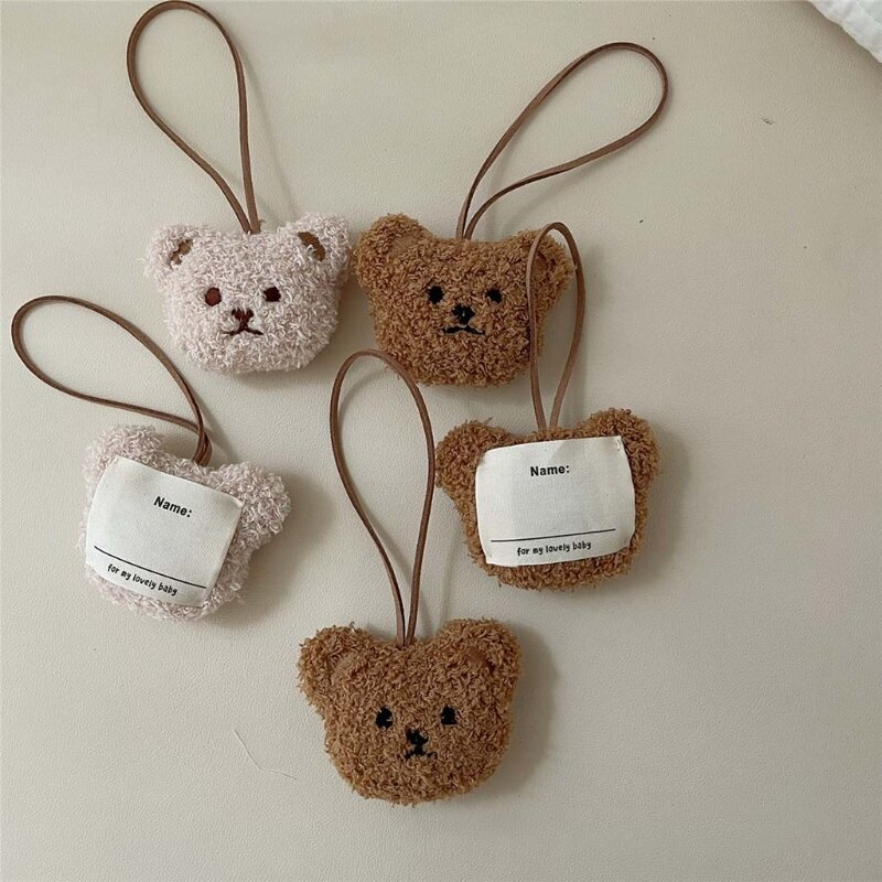 Mini ours en peluche mignon pour pendentif poupée avec liste noms d'enfant pour décorations d'arbre Noël au lait