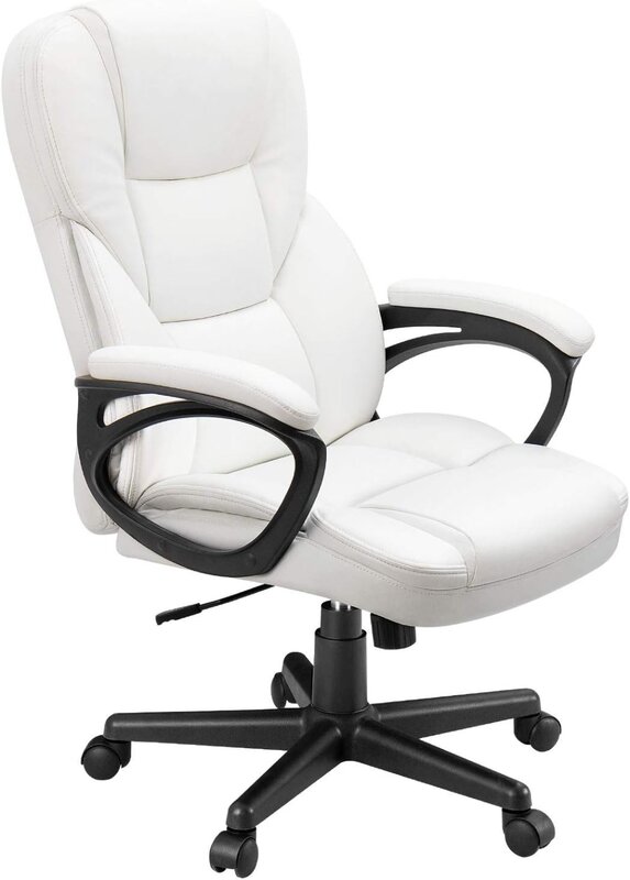 Furmax Kursi Eksekutif Kantor, punggung tinggi dapat disesuaikan jahitan rumah meja, kursi kulit PU komputer putar dengan pinggang