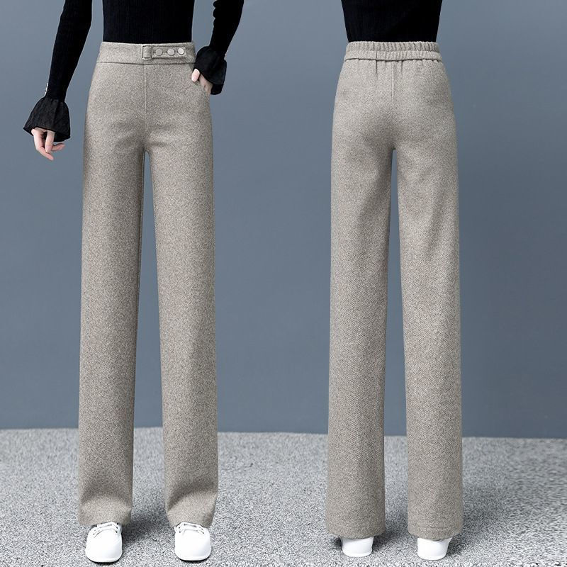 Pantaloni a gamba larga alla moda per donna autunno e inverno 2024 abbigliamento Casual in ciniglia di fascia alta a vita alta X581