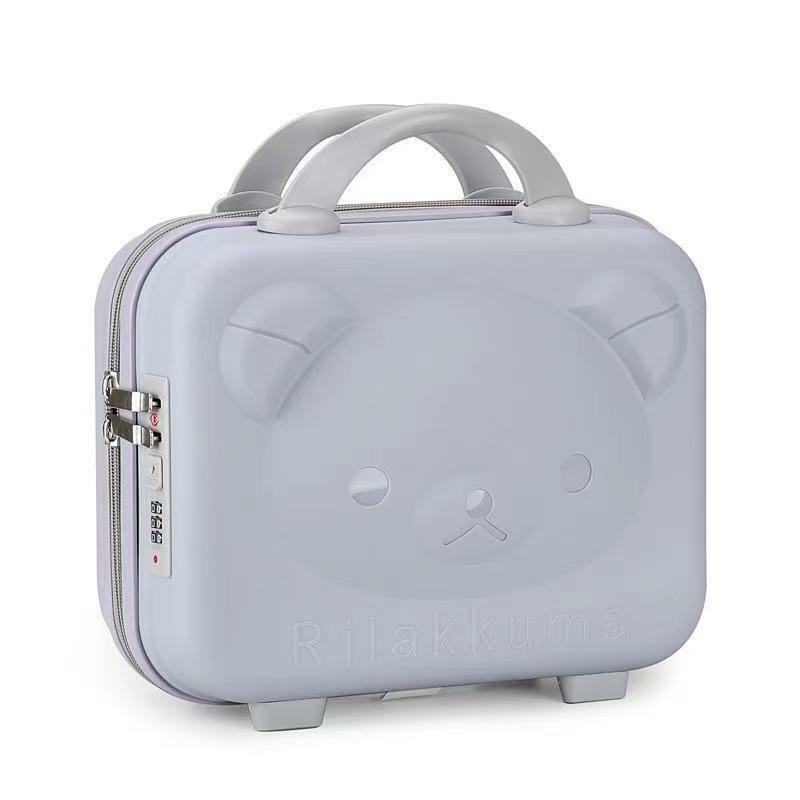 Portable Cartoon Bear Maquiagem Box, multifuncional Mini Saco De Armazenamento, Mala, 14"