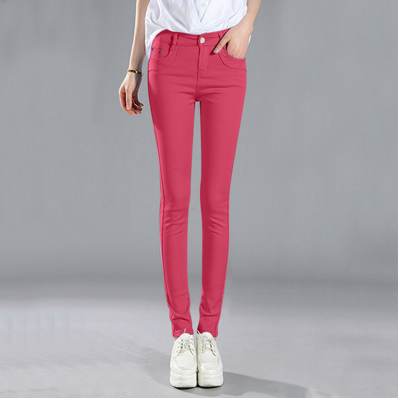 Women Stretch Jeans Koreans Skinny Small-leg Jeans Fashion Casual Pencil Trousers Multiple Colors All Match Slim Leggings