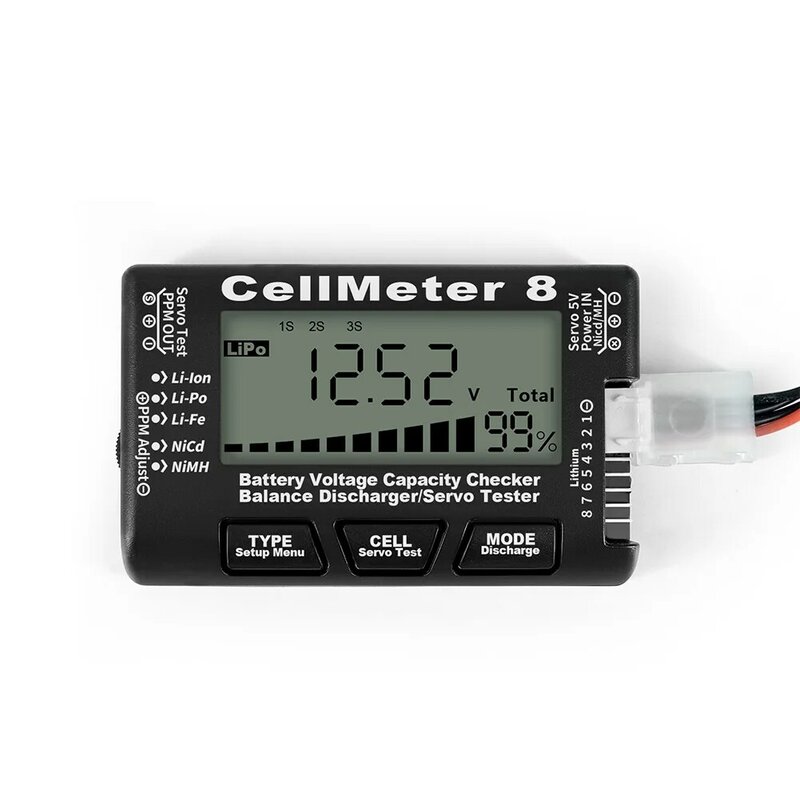 CellMeter8-Testeur de capacité de batterie, écran numérique LCD, compatible avec veFuchsia, Li lon, Li Fe, NiCd, Nilaissée 24.com