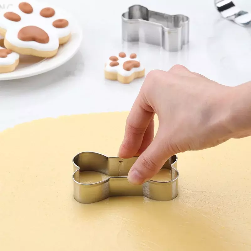 DIY Fondant Biscuit Cookie Cutter Embosser Mold Dog Bone For Cake Chocolate Decorating Tools Pastry And Bakery Baking Kitchen