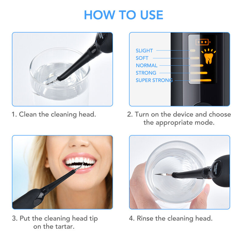 منظف الأسنان الكهربائي مع شاشة LED ، 5 سرعات ، أداة تجميل الأسنان المنزلية ، إزالة الحجر ، مجموعة نظافة الأسنان