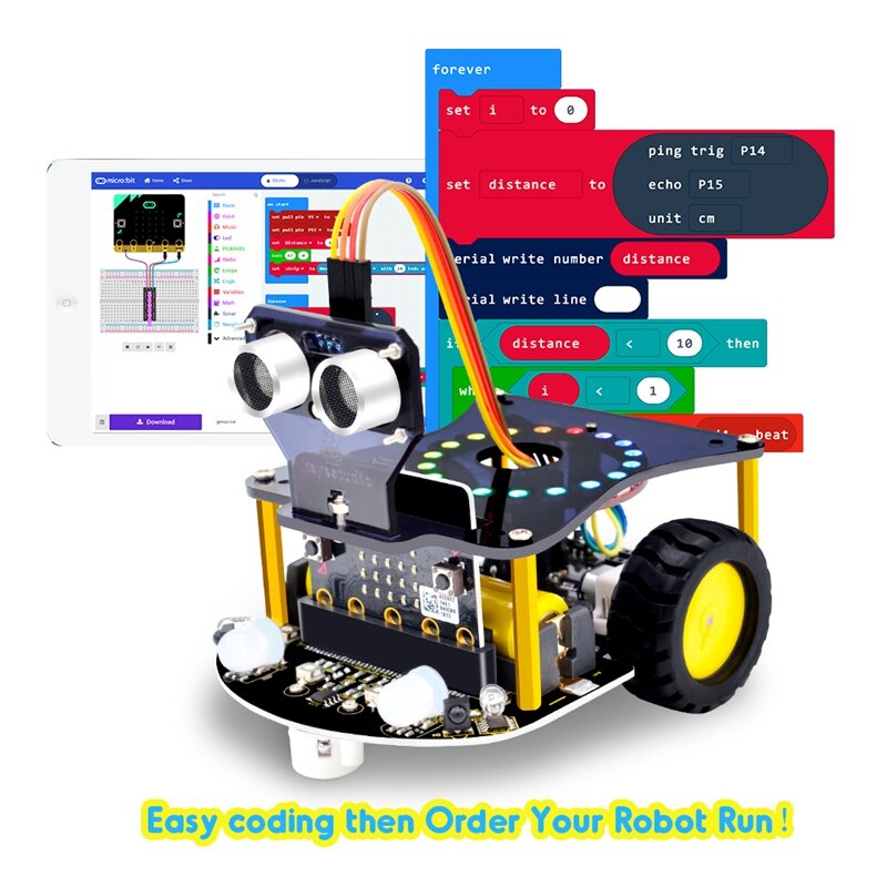 Mini Smart Microbit V2 Robot Car para Micro:Bit Robot Car Kit, juguetes de programación gráfica, bricolaje electrónico (sin batería)