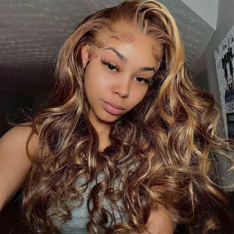 13x4 13x6 Highlight Lace Frontal Wigs Human Hair Honey Blonde Body Wave Lace Front Wigs For Women HD Full Lace Frontal Wig