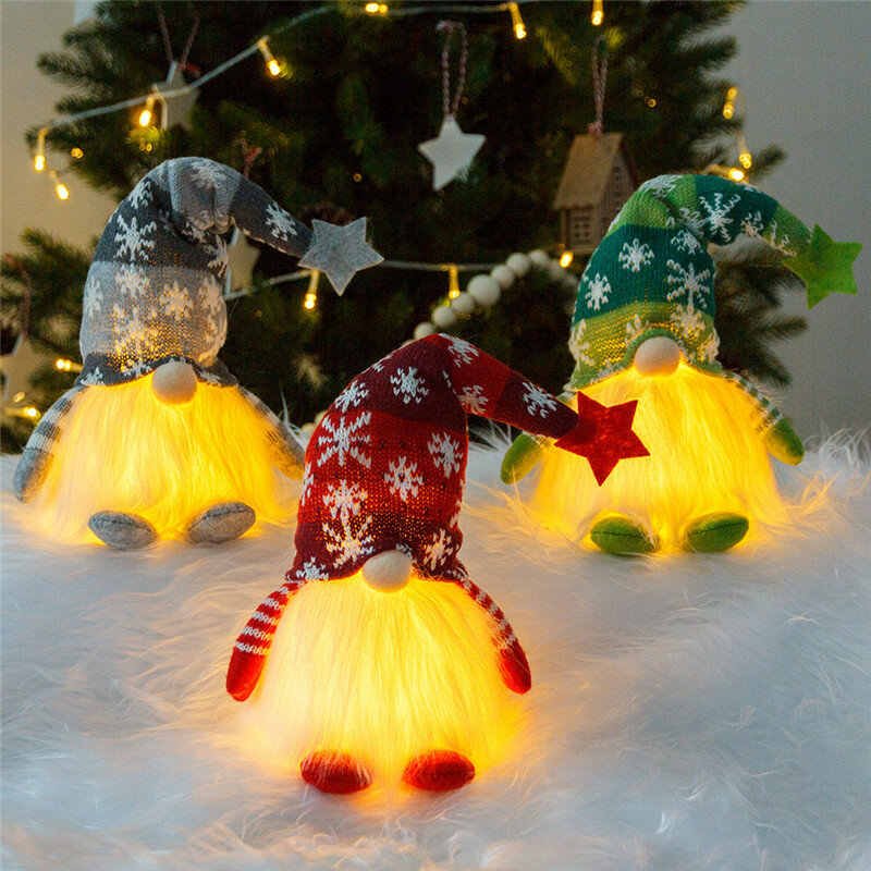 Boneka Elf GNOME tanpa wajah Natal, hiasan rumah pohon Natal Selamat Natal ornamen Natal Navidad, hadiah mainan mewah Selamat Tahun Baru