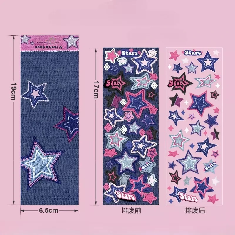 Cute Colorful Star Pattern Adesivos, DIY Scrapbooking Adesivo, Kpop Idol Photo Card, Deco Materiais, Estilo Coreano, 1 Folha