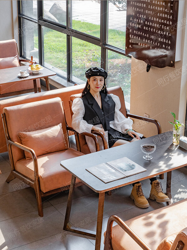 Combinación de mesa y silla de café comercial, té con leche, tienda de postres, Homestay Qingba Bar
