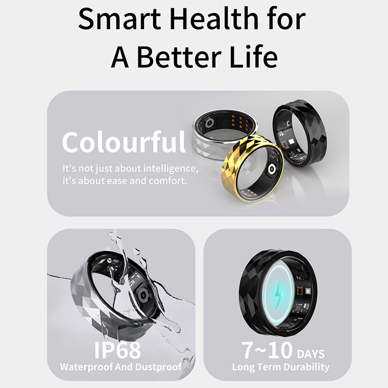 Fashion Smart Rings Aluminum Alloy Sports Sleep Exercise Motion Monitoring Waterproof Health Fitness Tracker Rings