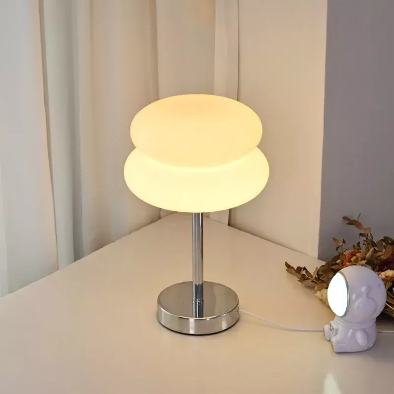 Lampu kaca Tart telur, hiasan lampu meja tiga warna LED untuk kamar tidur ruang tamu Hotel belajar Dekorasi