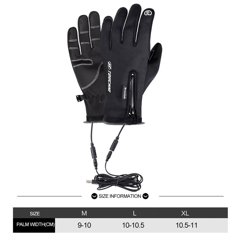 Guantes Térmicos recargables por USB para motocicleta, guantes calefactables para pantalla táctil, para ciclismo, correr, conducir, senderismo y caminar