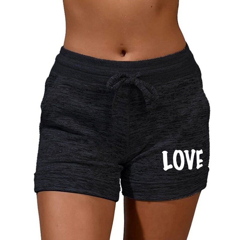 Celana pendek kebugaran celana Yoga mode olahraga celana seksi melar wanita kurus celana panjang seksi gambar cetak cinta elastis pinggang pendek ukuran besar celana seksi