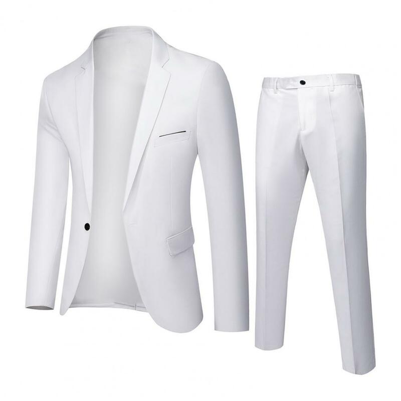 Traje Formal de negocios para hombre, traje informal coreano de Un solo ajuste, chaqueta de abrigo, pantalones, traje de novio de boda