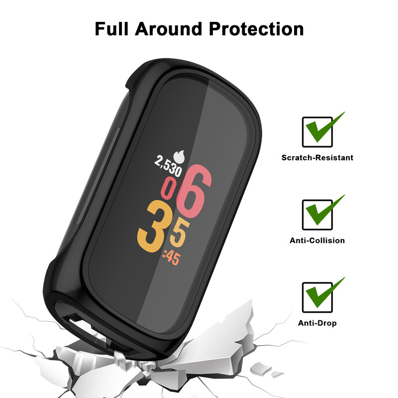 Soft TPU Full Cover Case, Protetor de Tela, Casca Protetora, Bumper, Fitbit Quest 2