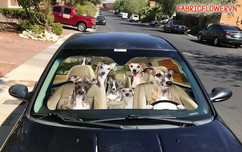 Whippet Car Sunshade, Decoração para-brisa, Dog Lovers Gift, Presente para mamãe, papai e papai
