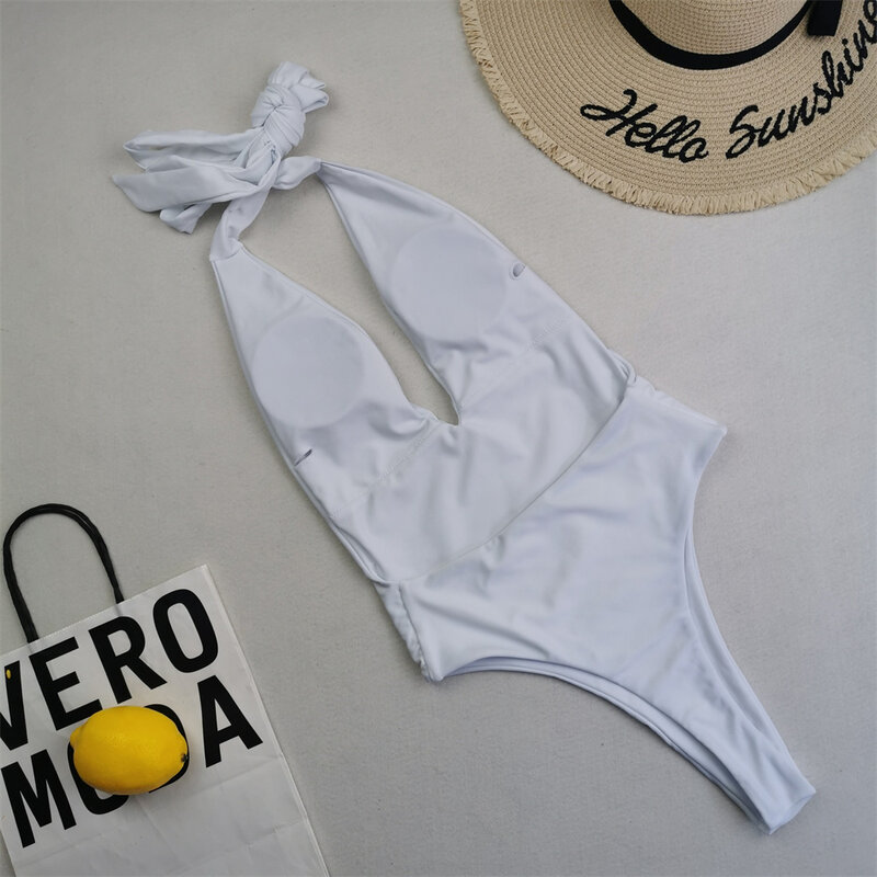 Sexy Bandage Bikini Badpak Diep V Cross Backless Swimwears Vrouwen Een Stuk Braziliaanse Strand Badpak Bikini 'S Sets