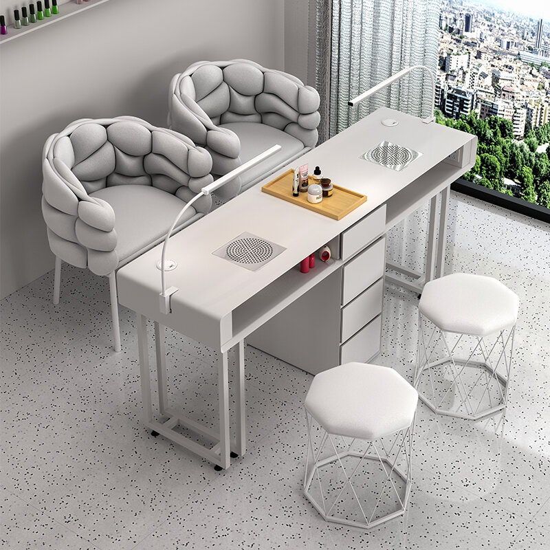 White Art Organizer Nail Desk Kawaii Stand Design Aesthetic Nordic Nail Table Manicure Modern Tavolo Per Unghie Salon Furniture