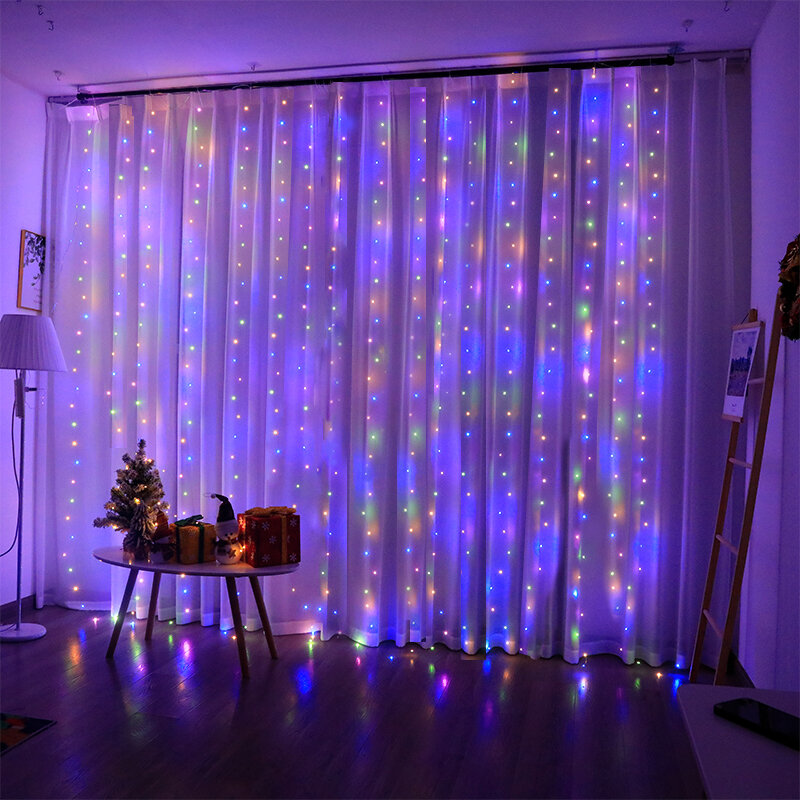 Luces LED de decoración navideña, guirnalda de hadas para dormitorio, cortina de iluminación remota con Control remoto.