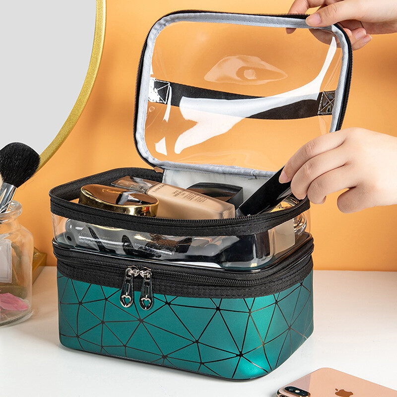 Multifunktion reise klar Make-up Tasche Mode Diamant Kosmetik tasche wasserdichte Frauen Lagerung Make-up Fälle mit zwei Reiß verschlüssen