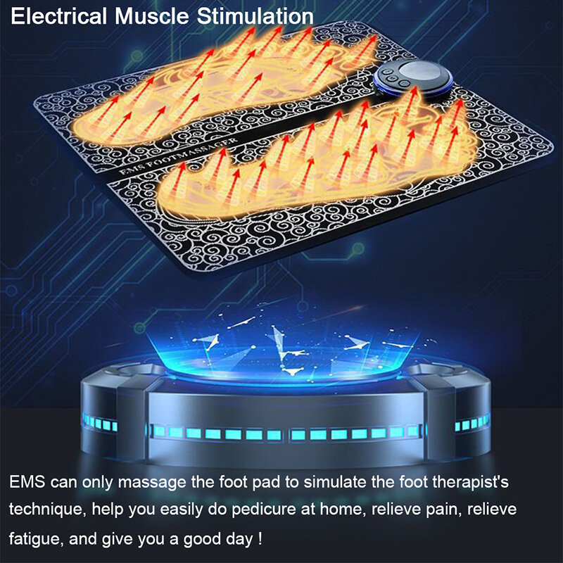 Remote EMS Foot Massager Pad Portable Electric Muscle Stimulation Massage Mat Improve Blood Circulation Relief Pain Relax Feet