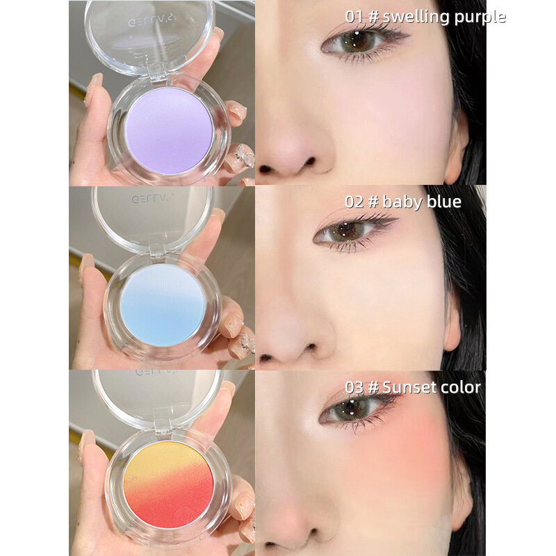 Three-Color Gradient Blush Blush Blue Plate Brightens The Face Sunken Face High-Gloss Blush Plate Peach Rouge Cosmetics