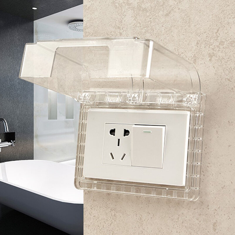 Cubierta de enchufe eléctrico impermeable autoadhesiva, caja de protección contra salpicaduras, interruptor, suministros de baño, 1 unidad