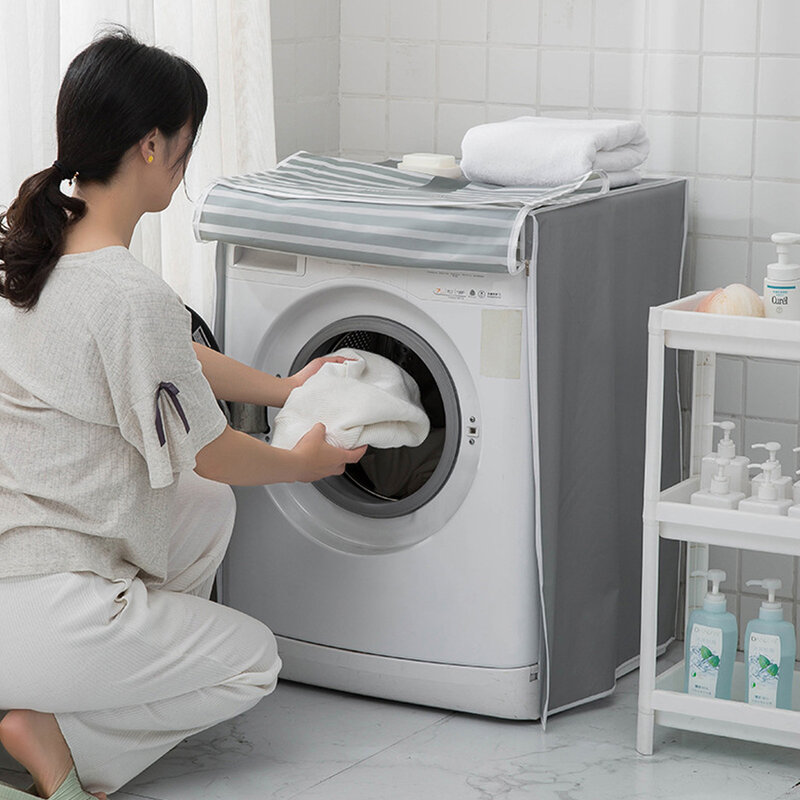 Capa da máquina de lavar roupa bonito dos desenhos animados protetor solar à prova ddustágua dustproof washer secador capa para acessórios da máquina de carga frontal