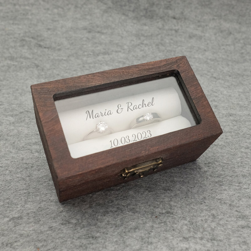 Caja de anillo de boda personalizada, caja de anillo de Ceremonia de boda personalizada, caja de anillo de compromiso