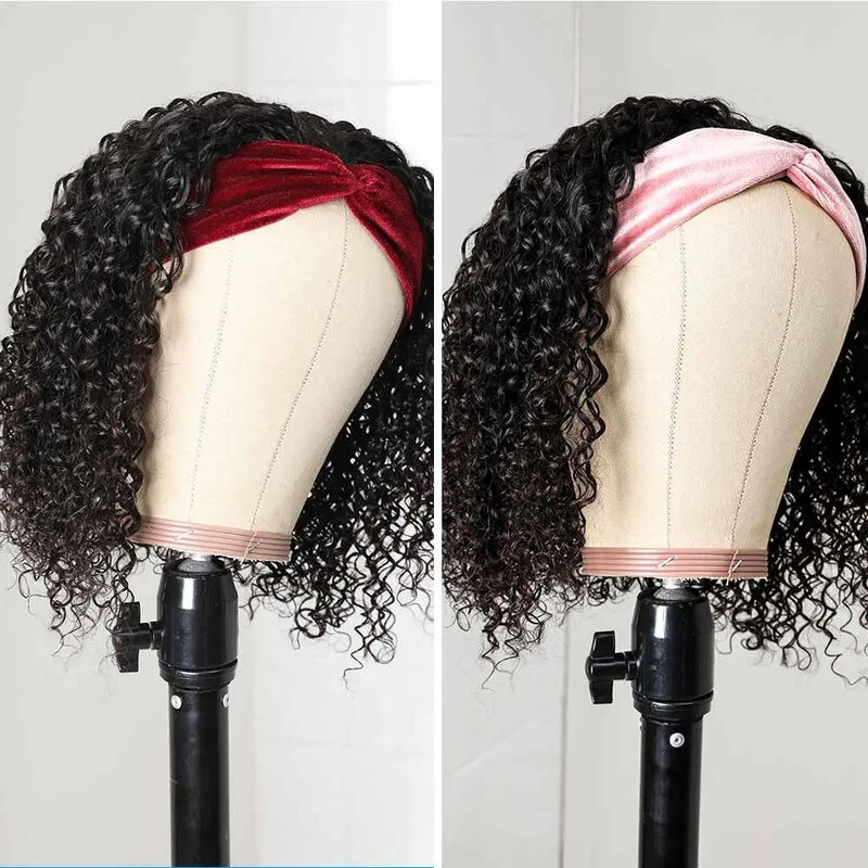Headband Wig Human Hair Curly Human Hair Wigs For Women Human Hair Short Bob Wig Kinky Curly Human Hair Wigs None Lace Gluelees