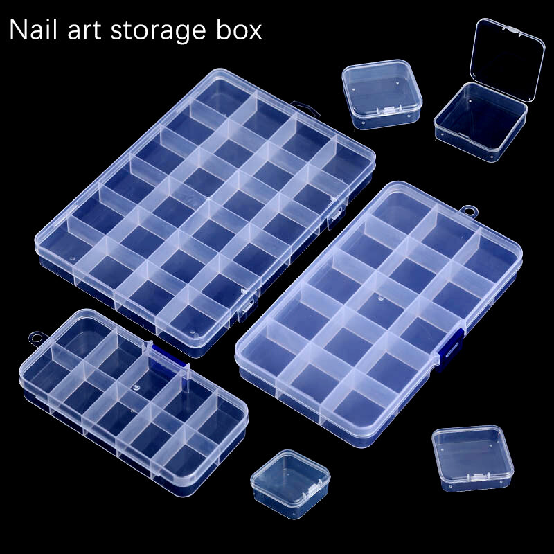 Nail Art Storage Box Different size Organizer For Nail Powder Sequins Rhinestones Charms Multi-Functions Nail Box 7 Styles