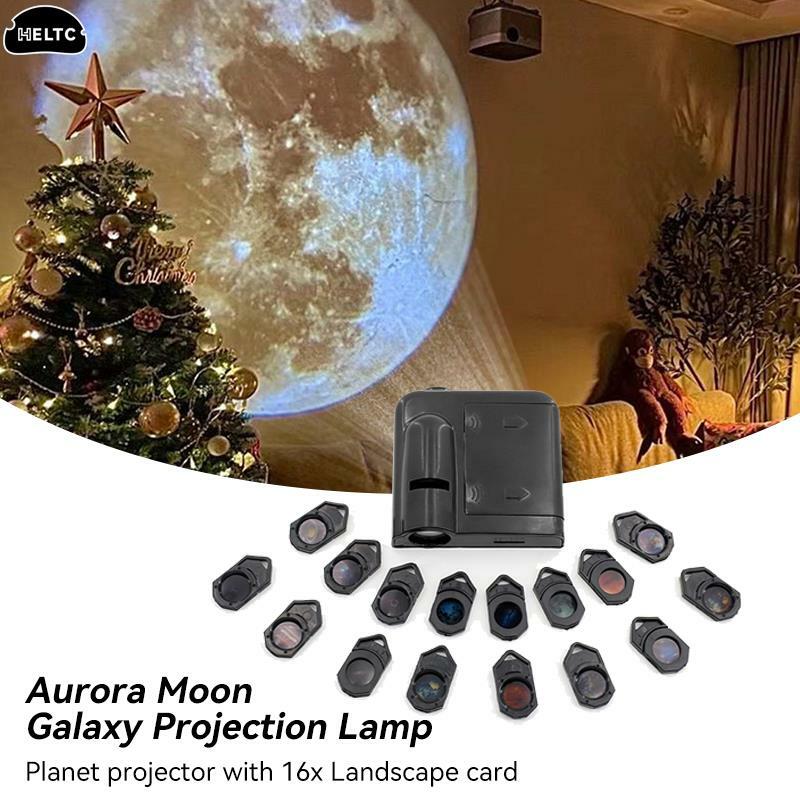 Aurora Moon Galaxy lampada di proiezione sfondo creativo atmosfera luce notturna proiettore di terra fotografia lampada regalo per gli amanti