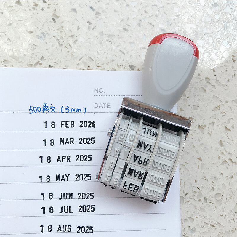Stempel tanggal lucu dalam bahasa Spanyol Prancis Inggris untuk perencana bisnis bantalan tinta stempel karet dapat disesuaikan alat tulis sekolah buku harian tanggal