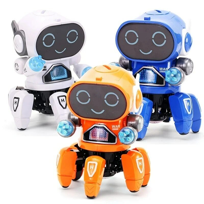 Bonito Robot de baile Musical con luz LED de 6 garras, juguete educativo e interactivo para niños (no incluye batería)