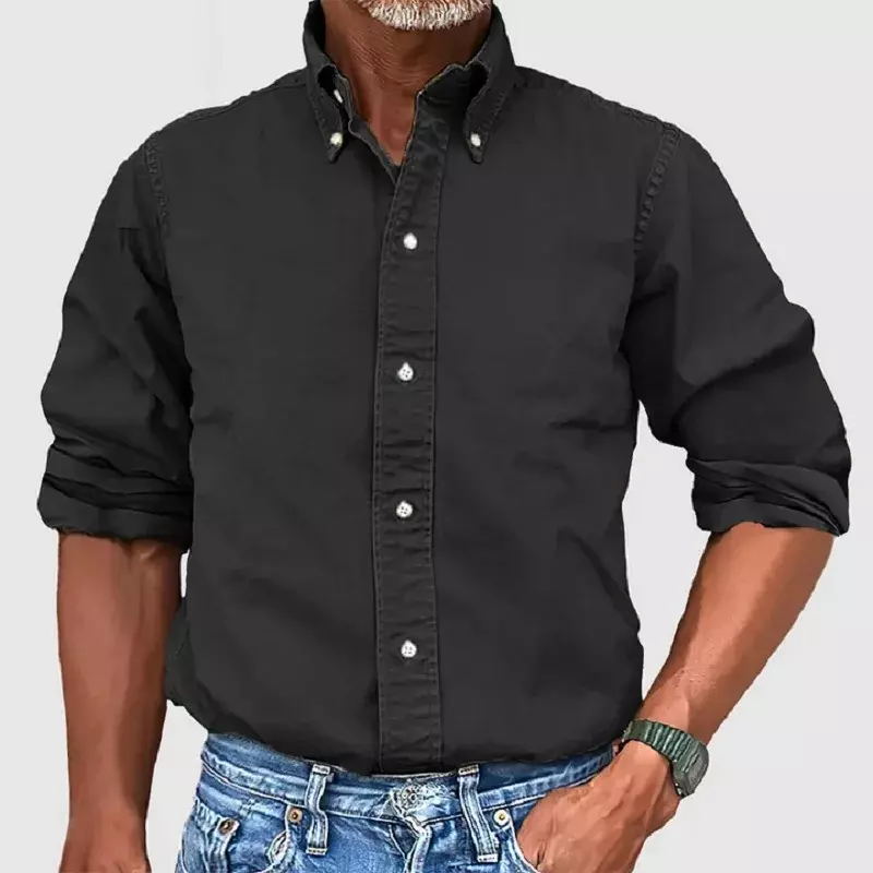 Business Casual uomo tinta unita camicia con risvolto 2024 primavera monopetto quotidiano Top uomo autunno manica lunga Streetwear camicie da uomo