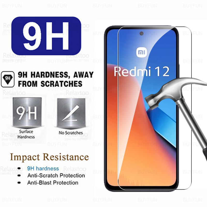 3ชิ้นกระจกป้องกันสำหรับ Xiaomi redmi 12 4G 2023กระจกนิรภัย readmi redme 12 Redmi12 6.79นิ้วป้องกันหน้าจอ