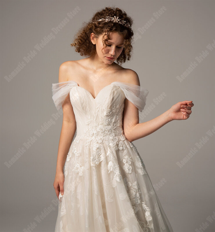 Off The Shoulder Women Wedding Dresses Sexy V-Neck Design Mopping Length Bridal Gowns Vestido De Fiesta Elegante Para Mujer 2024