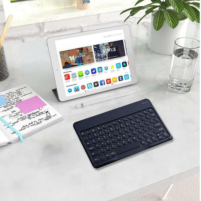 Клавиатура для планшета с магнитной круглой клавиатурой, клавиатура для пишущей машинки для планшетов и телефонов, клавиатура для пишущей машинки с круглой клавишей, беспроводная клавиатура
